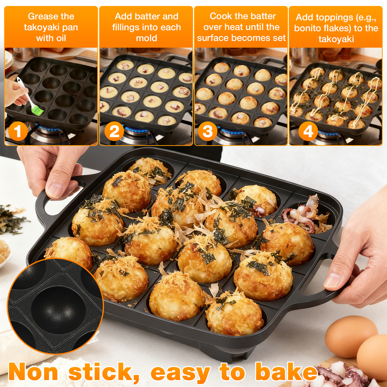 Takoyaki Pan Nonstick Japanese - đánh giá và giá Takoyaki Grill Plate