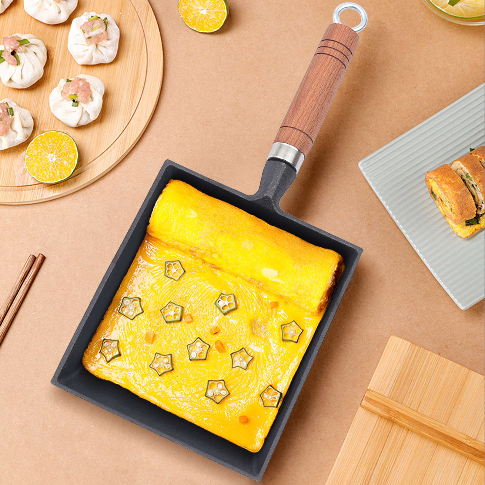 1PCS Egg Fry Pan Square Cast I - đánh giá và giá Cast Iron Corn