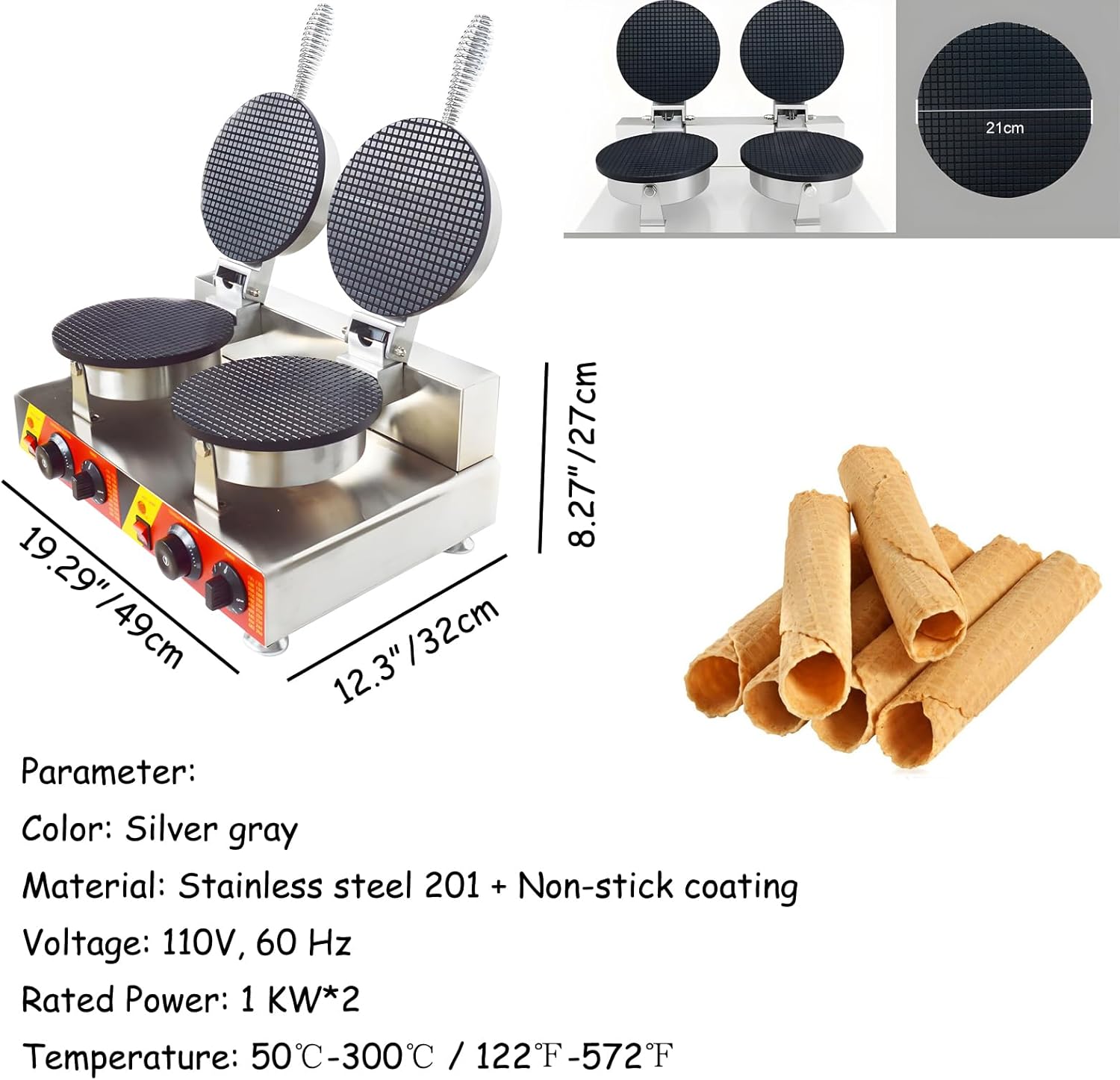 110V Commercial Double Station - đánh giá và giá Waffle Cone Maker