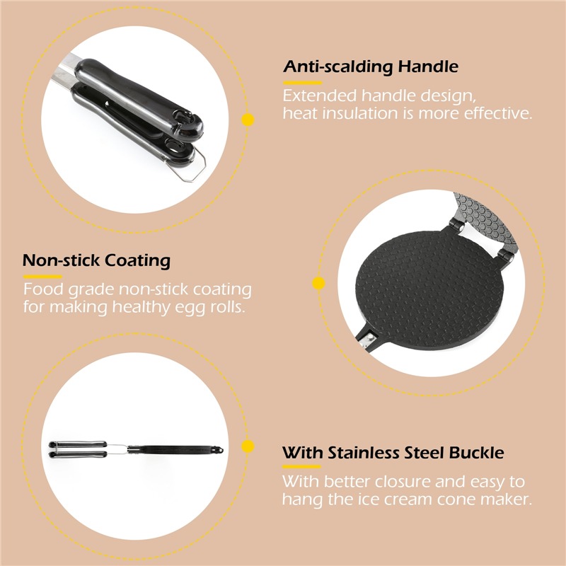 22cm Non-Stick Egg Roll Waffle - đánh giá và giá Waffle Cone Maker
