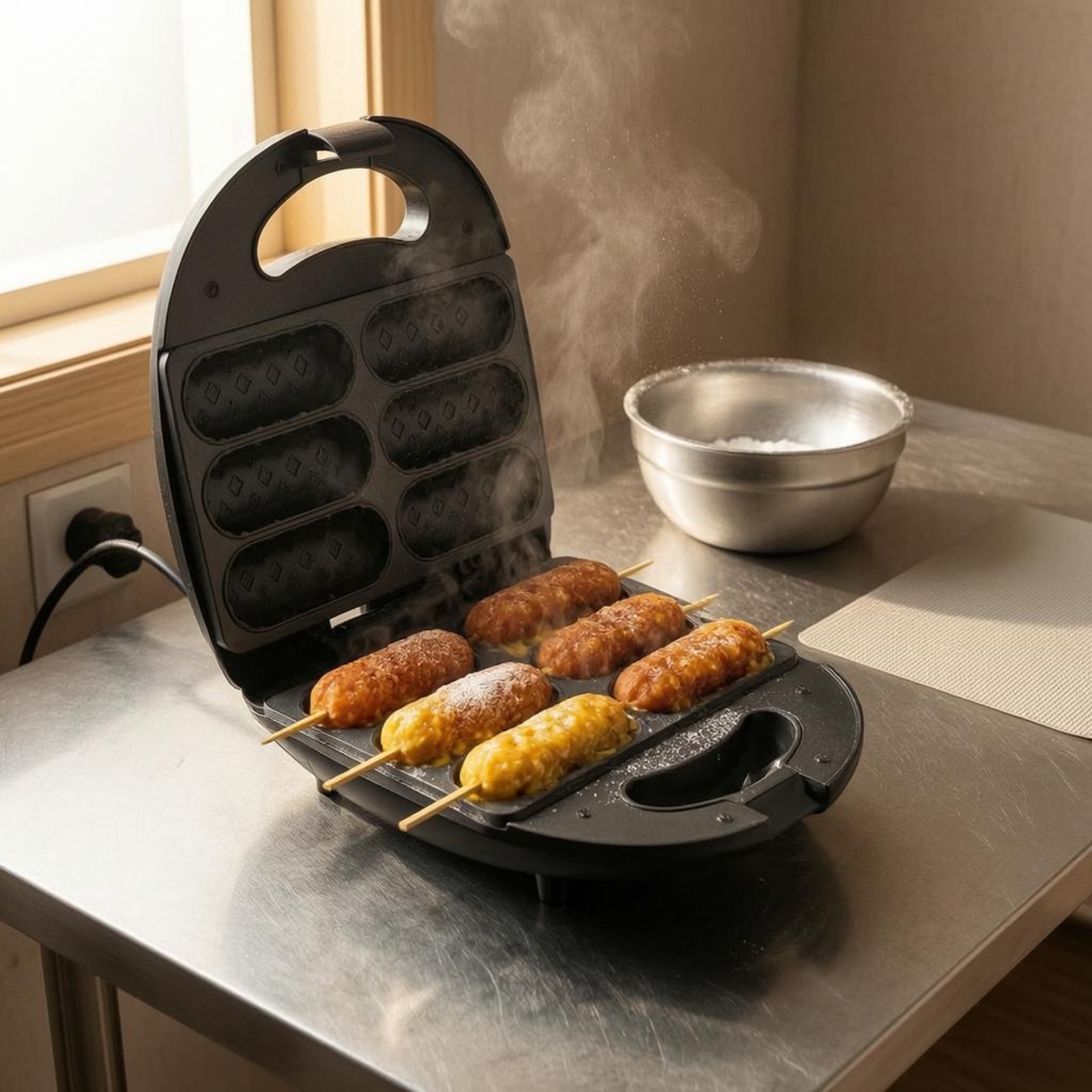 Corn Dog Maker Double-Sided He - đánh giá và giá Corn Dog Stick