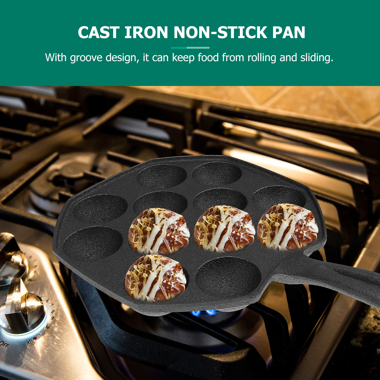 Takoyaki Pan 12 Molds Cast Iro - đánh giá và giá Takoyaki Grill Plate